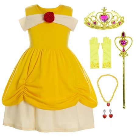Princess(Snow,Belle,Little Mermaid,Anna,Cinderella,Rapunzel) Costume For Toddler Girls Birthday 2T-6T 18-24 Months Belle 69b