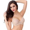 thumbnail image 2 of Varsbaby Women's Underwire See Through Embroidery 3/4 Cup Bra Lingerie with Nipple Cover, 2 of 5