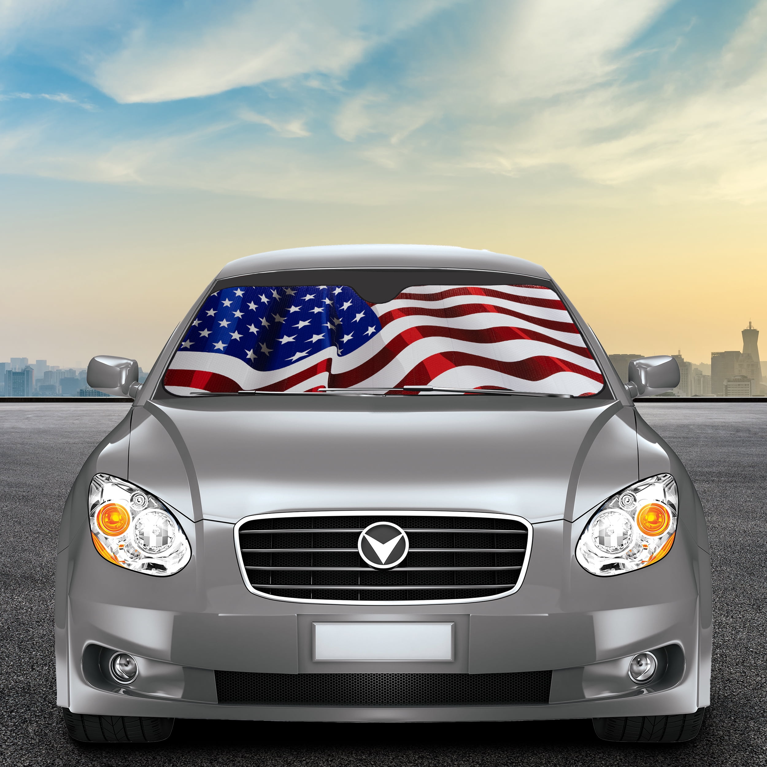 AutoShade Reversible American Flag Accordion Sunshade