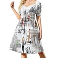 thumbnail image 2 of Vestido de verano de mujer 2025 con estampado de margaritas y flores alegres de manga corta., 2 of 7