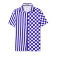thumbnail image 1 of INSPIRE CHIC Camisa de cuadros a rayas estampada con botones y manga corta en color en contraste para hombre Azul blanco M, 1 of 6