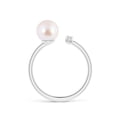 thumbnail image 2 of Angara Japanese Akoya Cultured Pearl and Diamond Bar Ring in 14K White Gold for Women | June Birthstone Jewelry for Her, 2 of 8