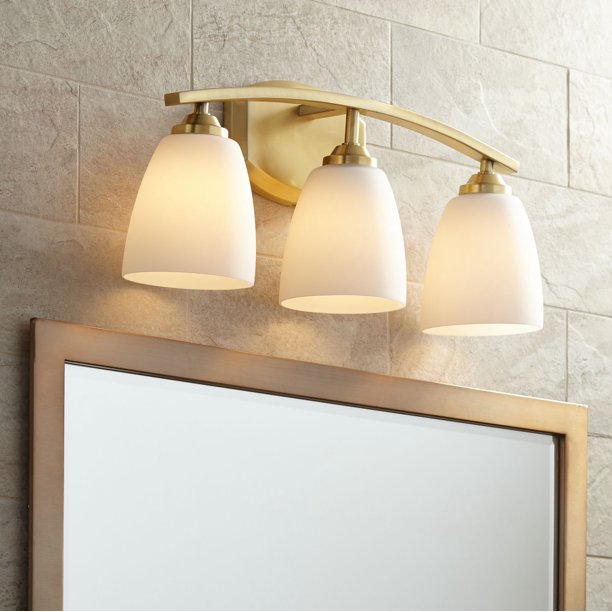 360 Lighting Modern Wall Light Antique Brass Hardwired 22 3 4 Wide Fixture Opal Glass For Bathroom Vanity Mirror Com 360 Lighting Modern Wall Light Antique, How To Install Bathroom Wall Light Fixture