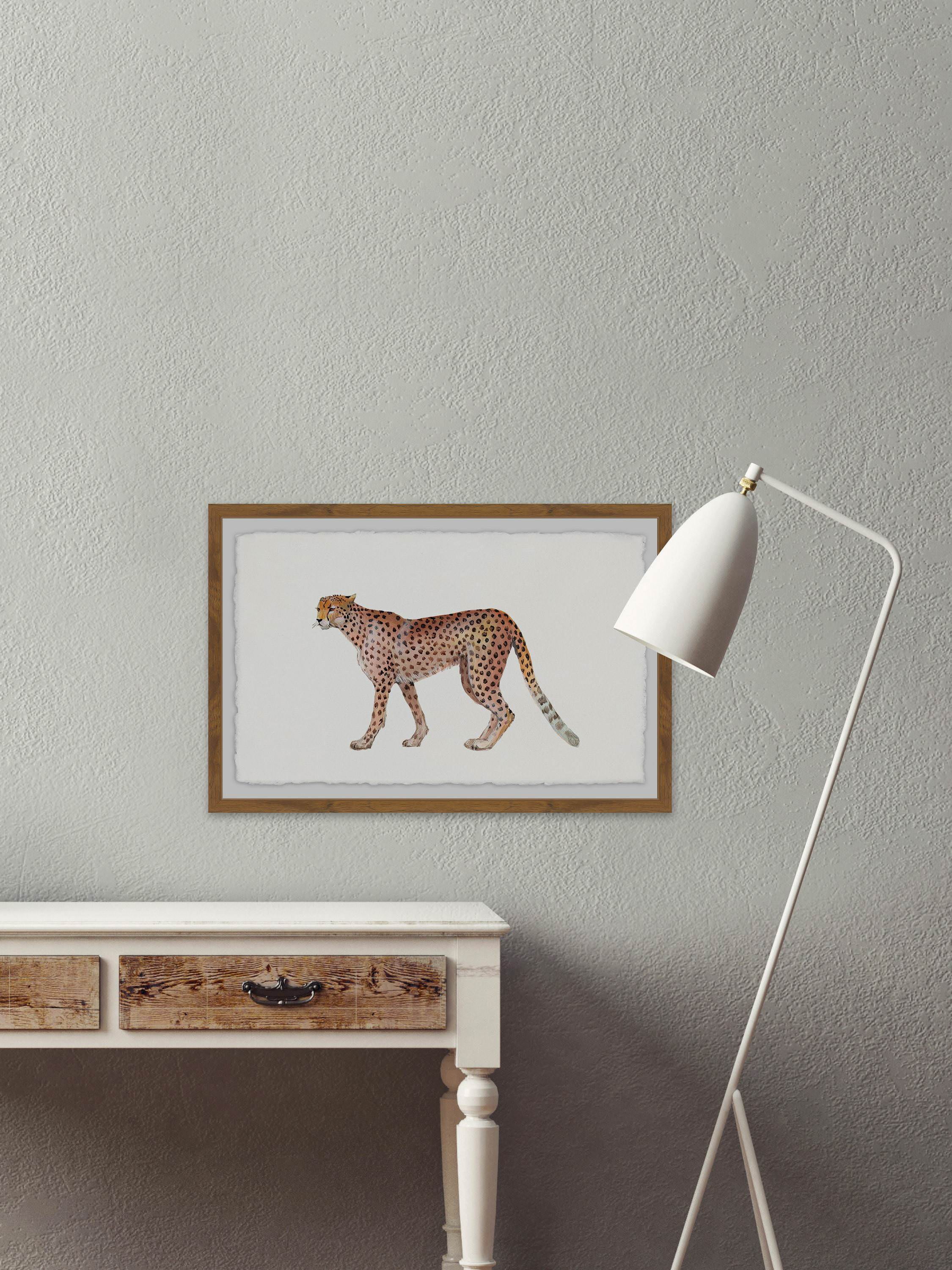 Walking Cheetah Framed Painting Art Print, 24.00" x 1.50"