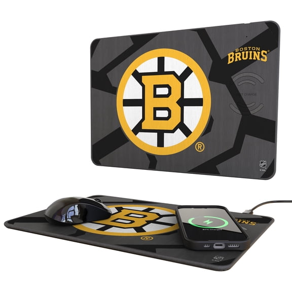 Keyscaper Boston Bruins 15W Fast Wireless Charger and Mouse Pad