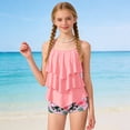 thumbnail image 4 of BOBOGOJP Girls Tankini Swimsuits Tiered Ruffle Bathing Suit Teen Girl Swimsuit 6-14Y Pink for Size 13-14 Years, 4 of 4
