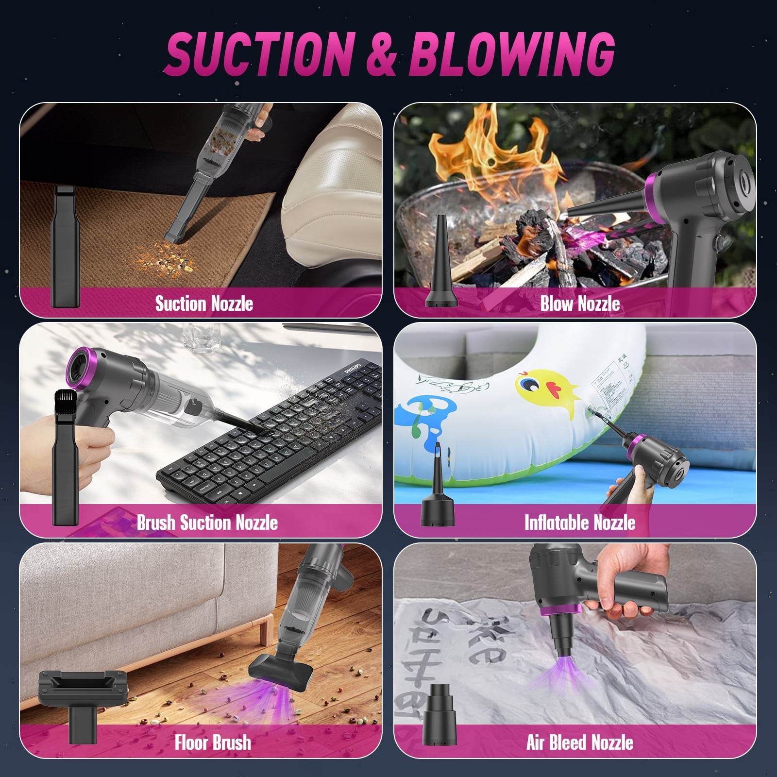 Loheer Car Vacuum Cleaner, 16000PA Portable Handheld Vacuum Cordless, with Brushless Motor, Grey Loheer Car Vacuum Cleaner, 16000PA Portable Handheld Vacuum Cordless, with Brushless Motor, Grey - Image 6