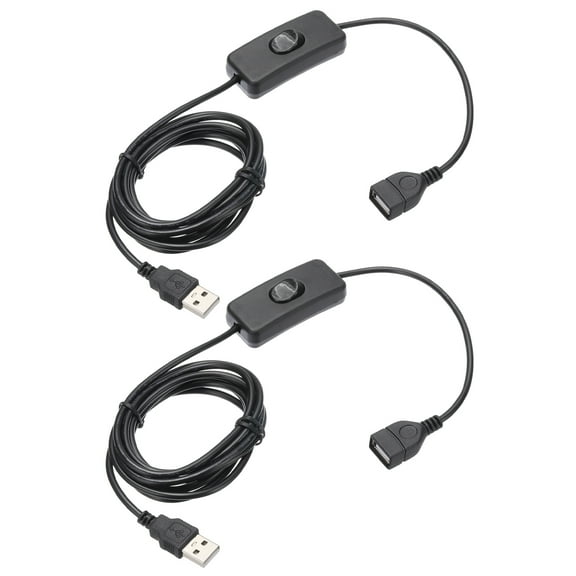 Uxcell USB Switch Extension Cable with on OFF Switch, Inline Toggle Switch Power Cable Data Transfer Cord for LED Strip Black 6.56 ft 2