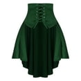 thumbnail image 3 of Runhomal Women's Steampunk Gothic Skirt High Low Victorian Ruffle Bustle Skirt Medieval Renaissance Skirts Green 3XL, 3 of 5