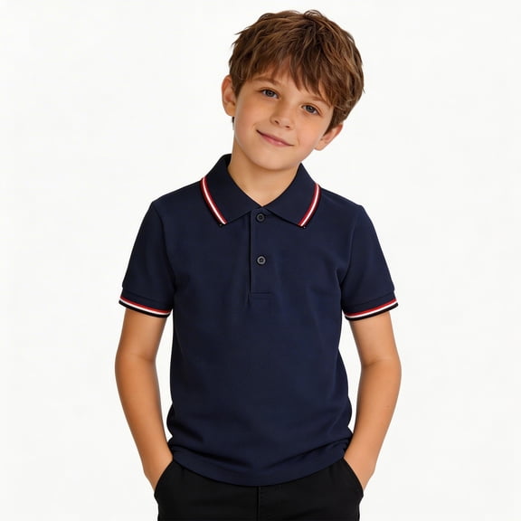 WELOIJEVBE Kids Boys Short Sleeve Polo Shirts School Uniform Shirts Casual Collared V Neck Boys' Polo Shirts 8-9 Years Boy Shirts