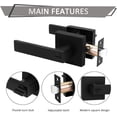 thumbnail image 3 of Square Door Lever Privacy Door Lock Handleset Keyless Lockset Door Knobs Storage Room Bathroom Set No Key in, 3 of 9