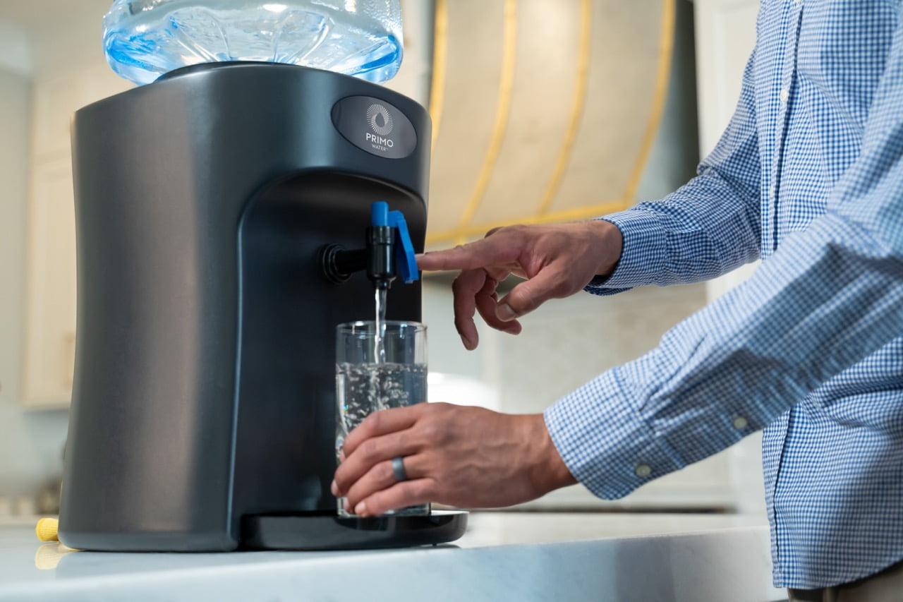 Primo® Water Countertop Dispenser Top Loading, Room Temperature, Black, 3 or 5 Gallon