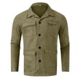 thumbnail image 5 of Kureaily Men Solid Color Lapel Button Cardigan Jacket European And Pocket Velvet Casual Loose Long Sleeved Jacket, 5 of 5
