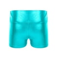 thumbnail image 2 of renvena  Girls Shiny Metallic Basic Athletic Sports High Waist Hot Pants Gymnastic Workout Dance Size 4-16 Blue Green 6, 2 of 7