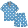 thumbnail image 2 of Men's Gradient Multicolored Printed Silk Satin Short Sleeve Button Up Pajama Wear Set for Comfortable Sleep and Relaxation at Home, 2 of 4