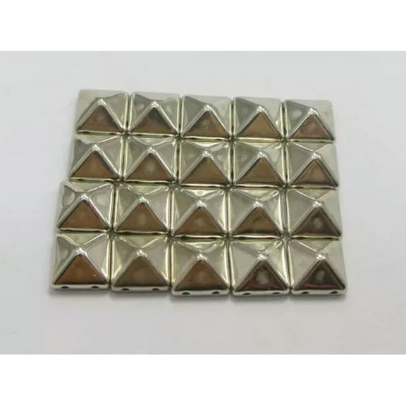 U8MO 100 Metallic Silver Gold Acrylic Rock Punk Square Pyramid Studs Beads 10X10mm-Silver