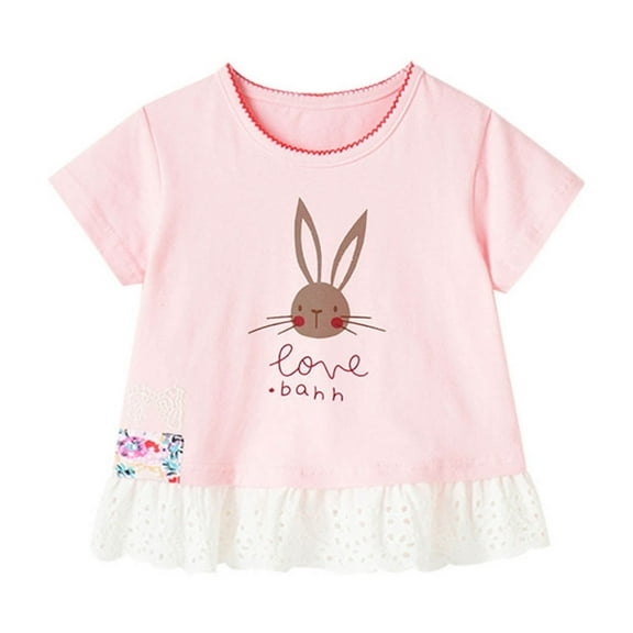 Hiijoy Toddler Girls Cute Graphic T-Shirt Short Sleeve Summer Cotton T Shirt, Sizes 3-9