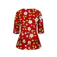 thumbnail image 5 of ITSAME Womens Plus Size Blouses, Round Neck 3/4 Sleeve Floral Print Summer Casual Fashion Tops Red Size 4XL, 5 of 5