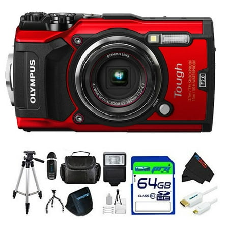 Olympus Tough TG-5 Digital Camera (Red) + Pixi Advanced Accessory Bundle