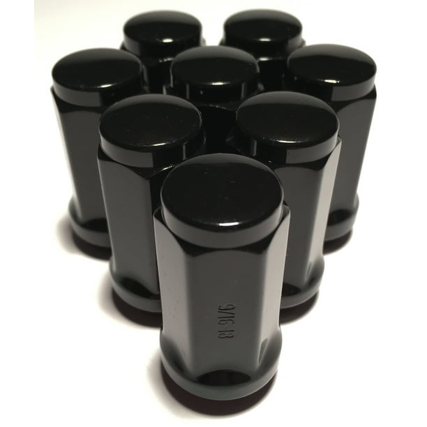 8 Black 9/16 Truck XL Long Acorn Lug Nuts Dodge Ram Chevy Ford 1.9