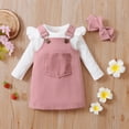 thumbnail image 6 of Baby Girl Long Sleeve Romper Suspender Skirts Set Hair Band Free Pink 0-6 Months, 6 of 8