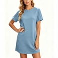 thumbnail image 4 of Lenpel Womens Casual T-Shirt Dresses Crew Neck Short Sleeve Mini Dresses with Pockets Comfy Soft Lounge House Dresses, 4 of 6