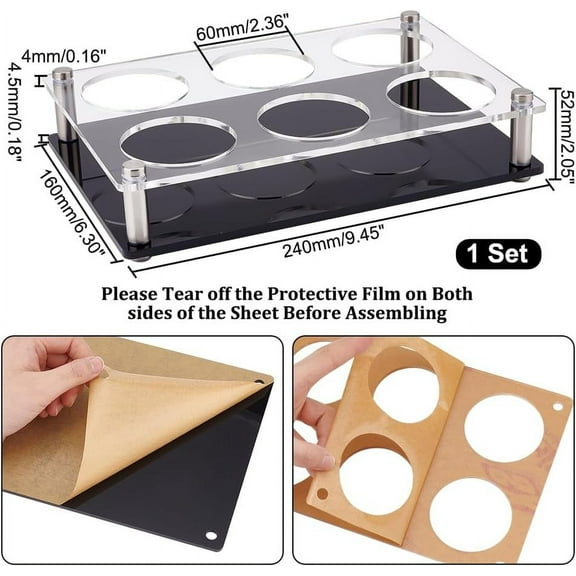 6 Holes Shot Glass Holder Acrylic Shot Glasses Serving Tray 2.4" Round Glasses Holder Wine Glass Cup Organizer Party Server Bar Accessories for Family Gathering Bar Party Collection