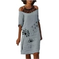 thumbnail image 1 of CEHVOM Robe d'Été Décontractée à Manches Courtes Imprimée Sans Bretelles pour Femmes, 1 of 5