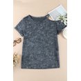 thumbnail image 1 of POGLIP Women's Gray Vintage Asymmetric Cold Shoulder T-shirt, 1 of 6