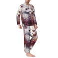thumbnail image 2 of Wukai White Red Cat Couple Men's Long-Sleeve Pajama Set - Comfortable Sleepwear with Button-Down Shirt and Pants-XX-Large, 2 of 6