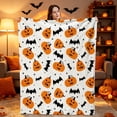 thumbnail image 4 of Halloween Blanket 50x60in Flannel Throw for Sofa Couch Bed, Soft Cozy Fleece Plush Blanket with Ghost Pumpkin Skull Print, Halloween Decorations Gift by OVFUIZ, 4 of 6