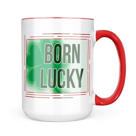 

Christmas Cookie Tin Born Lucky St. Patrick s Day Large Shamrock Mug gift for Coffee Tea lovers