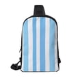 thumbnail image 3 of Chest Bag Dual Pocket 11.8×7.7×2.4in Waterproof Double-Pocket Large Capacity With No Inner Pouch Pockets And Double Drawstrings Skyblue Stripe_2, 3 of 8