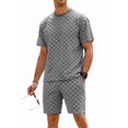 thumbnail image 5 of Men's Short Sleeve Set Suits 2 Piece Shirt Shorts Outfit for Summer Casual Gray S, 5 of 8
