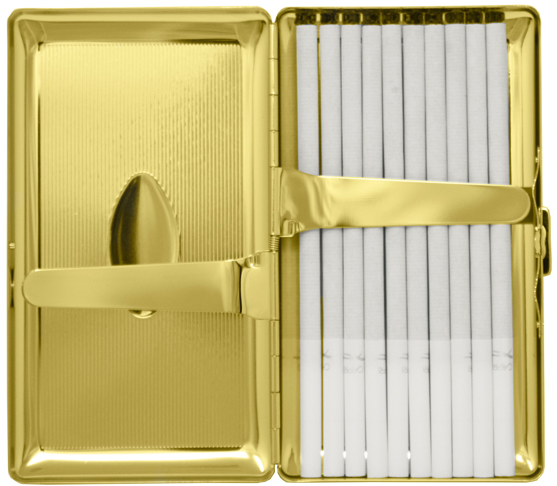 Set of 2 Metal-Plated 120s Cigarette Case & Stash Box (Gold Oval)