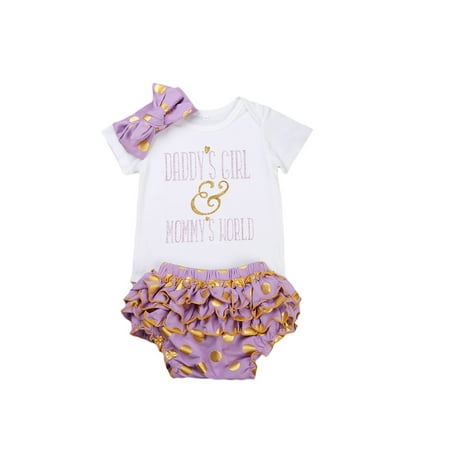 

3Pcs Toddler Newborn Baby Girls Rompers+Tutu Pants+Headband Outfits Set Clothes
