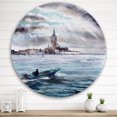 thumbnail image 2 of Designart 'Boat Returning In Storm Over Venice In Italy' Nautical & Coastal Circle Metal Wall Art 36x36 - Disc of 36, 2 of 5