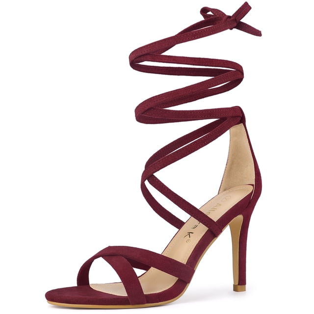 De mujer Tacones con Cordones Stiletto Tacón alto Sandalias borgoña 37