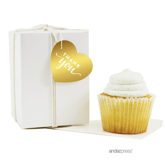 Thank You Gold Metallic Gold Heart Favor Gift Tags, 30-Pack