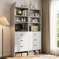 thumbnail image 2 of Homieasy 96" Closet System 2-Pack with 6 Hanging Rods & 6 Wooden Drawers - Adjustable Width (5-8FT Each), Wall-Mounted Wardrobe Storage,Gray, 2 of 7