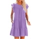 thumbnail image 1 of Vestido suelto de playa de manga corta con cuello redondo y cuello redondo de Color liso para vacaciones de verano para mujer Pompotops  ghjkhdj11821, 1 of 9