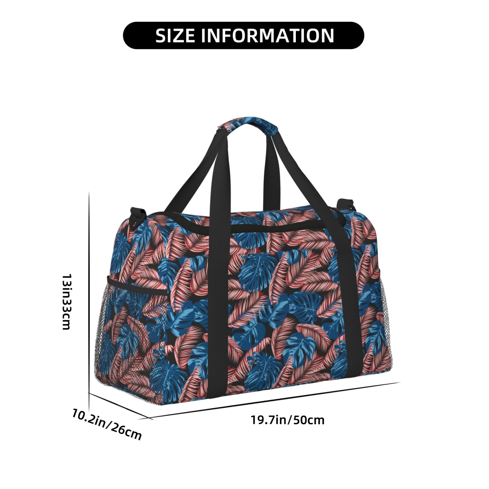 Fuzoiu Tropical Leaves Print Travel Duffle Bag,Carry On Tote Bags,Duffel Bag,Sport Gym Bag, Hospital Bag for Labor and Delivery, Overnight Bag,Luggage Bag