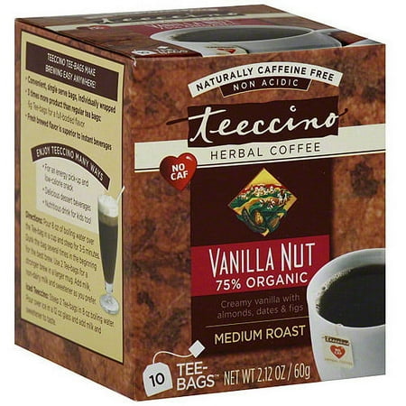 Teeccino Vanilla Nut Herbal Coffee, 10ct (Pack of 6)