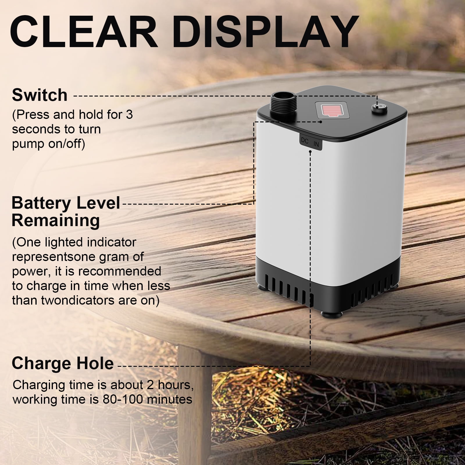 SUNOYAR Portable Camping Shower, 5200mAh Rechargeable Portable Shower Pump with Dry-Run Prevention & 6 Modes for Camping, Hiking, Travel, Beach, Washing, Pet Bath
