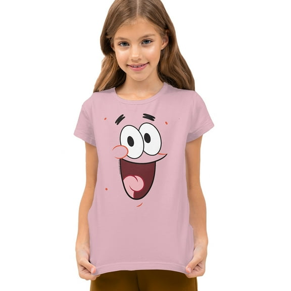 SpongeBob SquarePants Patrick Smile Kids T Shirt for Youth Boys and Girls, Pink, Medium
