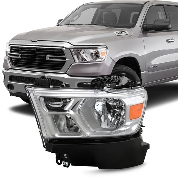 2019-2022 Ram 1500 Halogen w/ Chrome Bezels Headlight Headlamp Left Driver Side