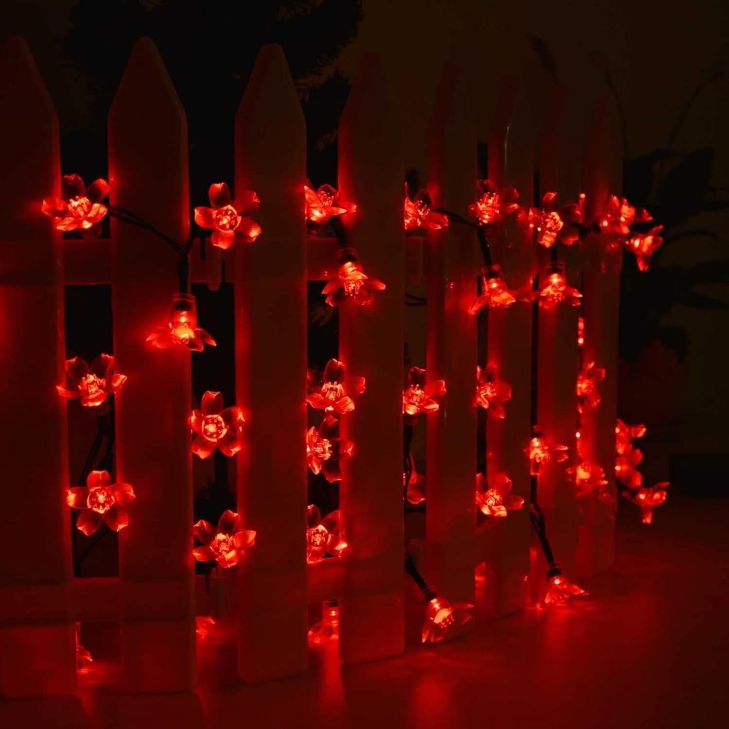 Solar Cherry Blossom Light String, 16FT 20 LED Waterproof Flower Fairy Lights with 8 Modes, Solar Powered Outdoor Garden Lights for Wedding, Christmas, Patio, Home Decor
