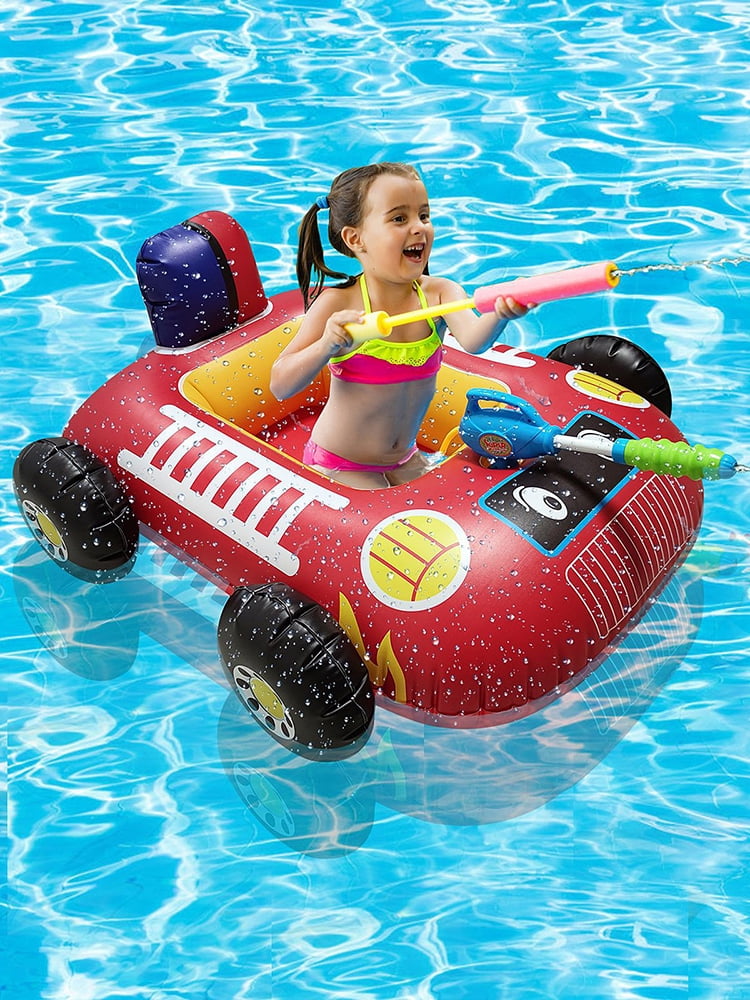 Kids Spaceship Squirter Ride On Float Swimming Pool Children Inflatable Toy Raft 