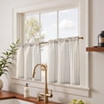 thumbnail image 2 of Cortinas Jinchan de Lino a Rayas 61x61cm Paneles en Estilo Cortina de Capa Taupe, 2 of 9
