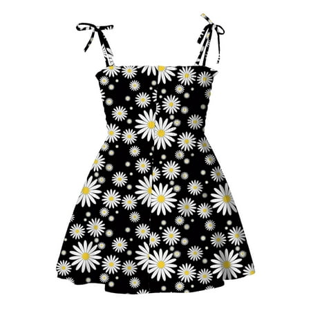 

Girl s Summer Dresses Sleeveless Princess Dress Floral Print White 100